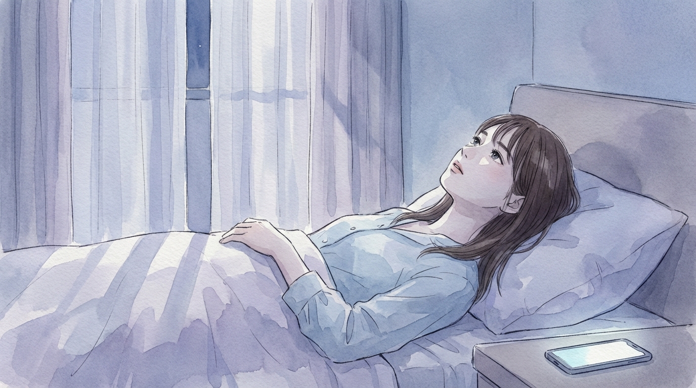 夜中に天井を見つめる